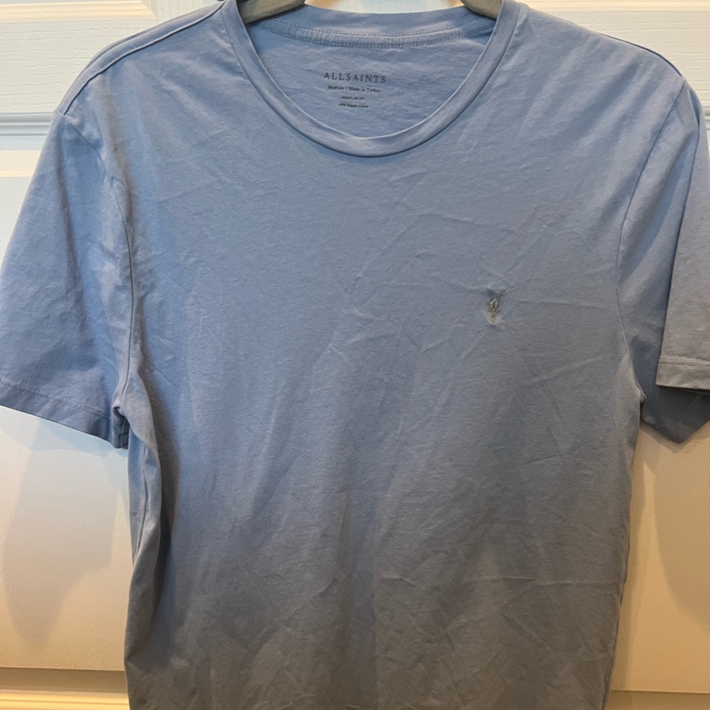 all saints baby blue tee medium